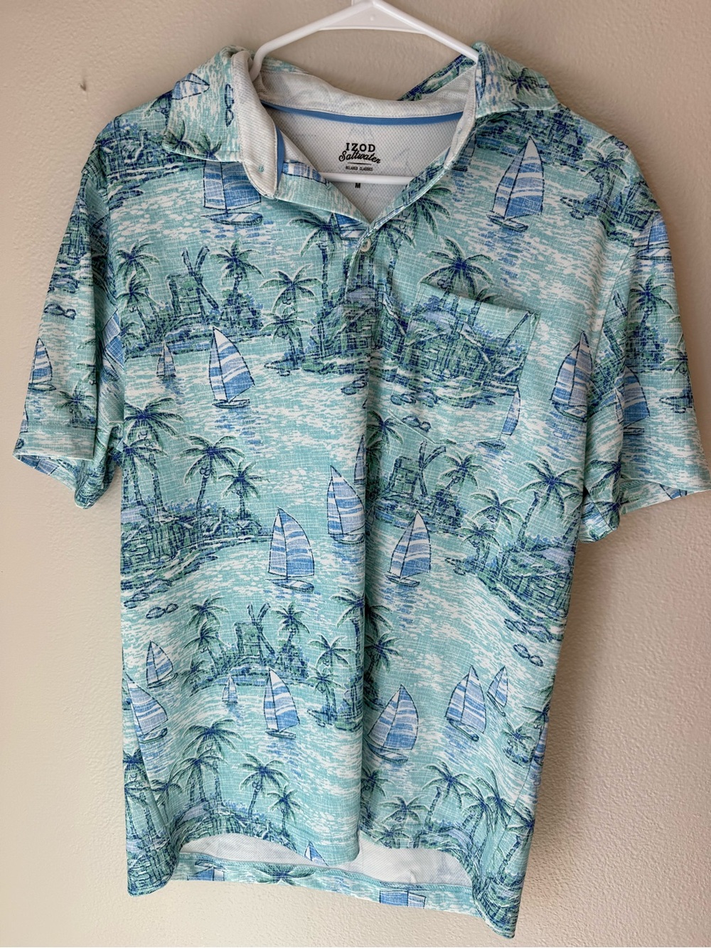 Izod Men’s Aqua & Navy Tropical Sail Polo